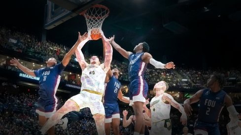 Mar 17, 2023; Columbus, Ohio, USA; Purdue Boilermakers center Zach Edey (15) grabs a rebound between Fairleigh Dickinson Knights forward Sean Moore (11) and guard Joe Munden Jr. (1) during the first round of the NCAA men s basketball tournament at Nationwide Arena