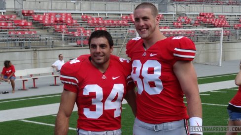 Nate Ebner and Reid Fragel of The Ohio State Buckeyes