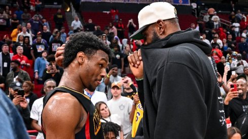 SG Bronny James of the USC Trojans and SF LeBron James of the Los Angeles Lakers