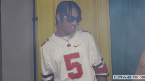 Aaron Scott Jr. wearing an Ohio State jersey