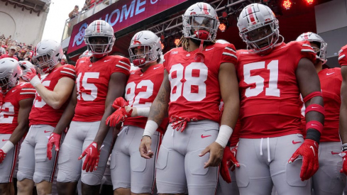 Ohio State football players entering the field
