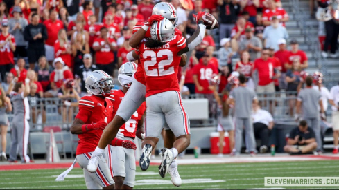 Steele Chambers celebrates his interception