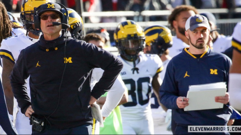 Jim Harbaugh and Connor Stalions during the 2022 Ohio State/Michigan game