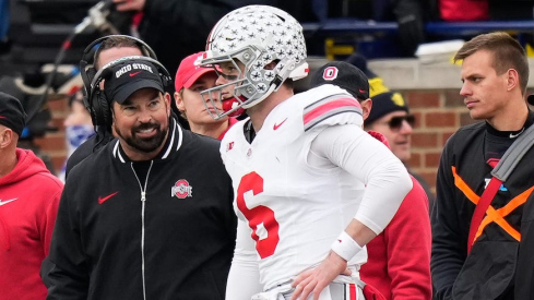 Ryan Day and Kyle McCord during the Michigan game