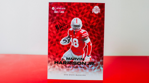 A signed Marvin Harrison Ohio State football card from OnIt