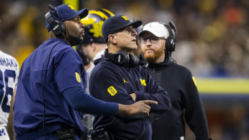 Jim Harbaugh and Sherrone Moore