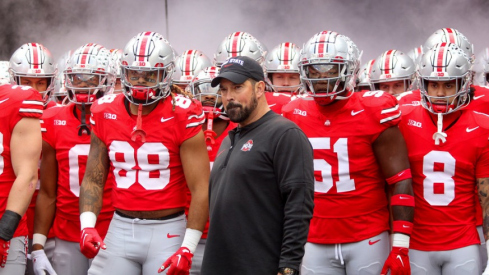 Ohio State head coach Ryan Day and team