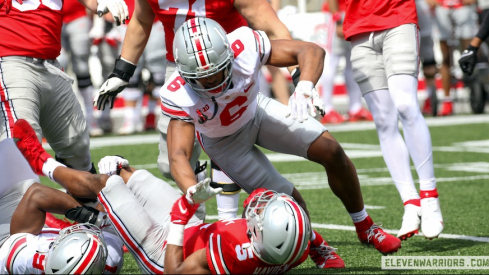 Sonny Styles tackling Dallan Hayden in the 2023 spring game