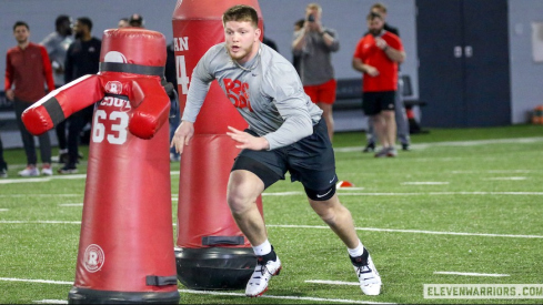 Jack Sawyer going through his pro day workout