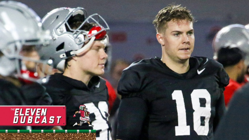 Ohio State quarterbacks Devin Brown (left) and Will Howard (right)