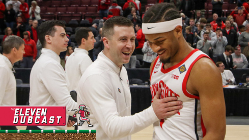 Ohio State head coach Jake Diebler and former player Roddy Gayle, Jr.