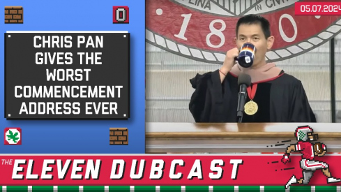 Chris Pan sippin' and trippin' at Ohio State's graduation ceremony