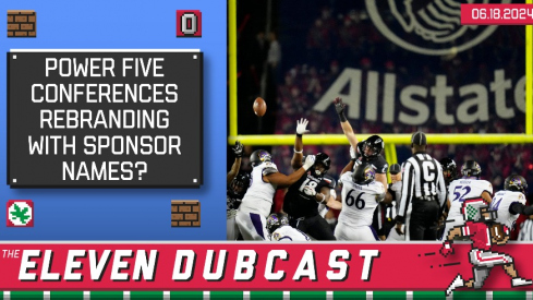 Allstate sponsors the field goal netting for a football game between Cincinnati and Eastern Carolina.