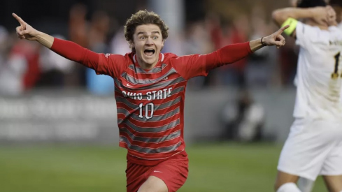 Parker Grinstead celebrates his game-winning goal