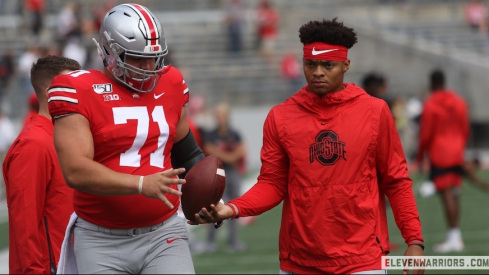 Josh Myers and Justin Fields