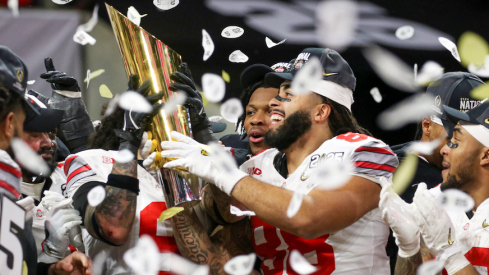 Ohio State celebrating its national championship win