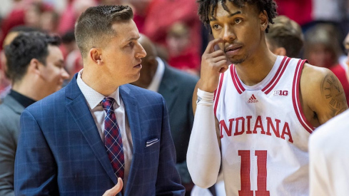 Brian Walsh talking to former Indiana guard CJ Gunn in 2022