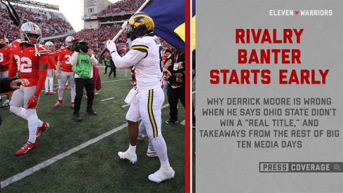 Brenton Jones and Derrick Moore after the 2024 Ohio State/Michigan game