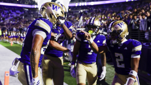 Washington celebrates a touchdown vs. UC Davis