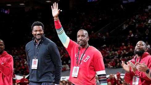 Michael Redd being honored at an Ohio State basketball game
