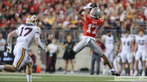Carnell Tate making a catch vs. Minnesota cornerback John Nestor