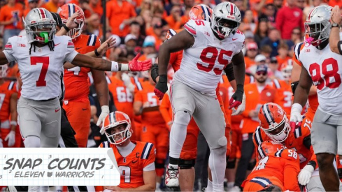 Tywone Malone Jr. and the Buckeyes celebrate Luke Altmyer’s fumble