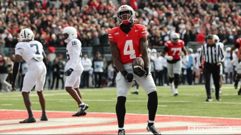 Jeremiah Smith celebrating his touchdown