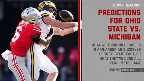 Sonny Styles breaking up a pass intended for Michigan tight end Marlin Klein