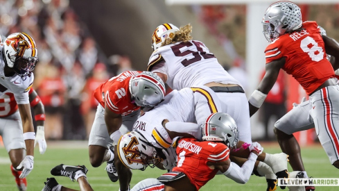 Caleb Downs, Davison Igbinosun and Arvell Reese vs. Minnesota