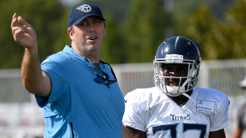 Arthur Smith with Tennessee Titans running back Dion Lewis in 2019