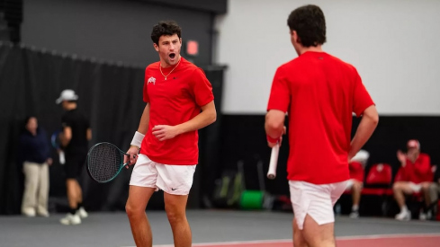 Brandon Carpico and Nikita Filin celebrate during Ohio State’s win over Wake Forest