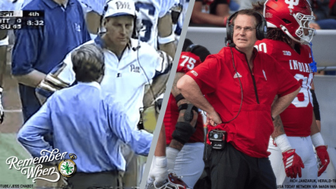 Curt Cignetti at Pitt in 1996 (left) and Indiana in 2025 (right)