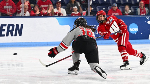 Wisconsin’s Caroline Harvey shooting past Ohio State’s Joy Dunne