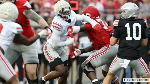 Kenyatta Jackson Jr. rushes past Carter Lowe to pressure Julian Sayin