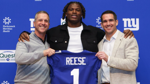 John Harbaugh, Arvell Reese and Joe Schoen