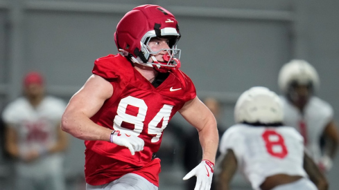 Hunter Welcing running a route during spring practice