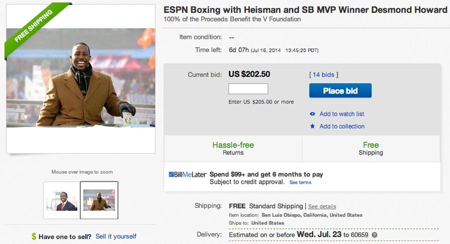 Bid now in an auction to box with Desmond Howard.