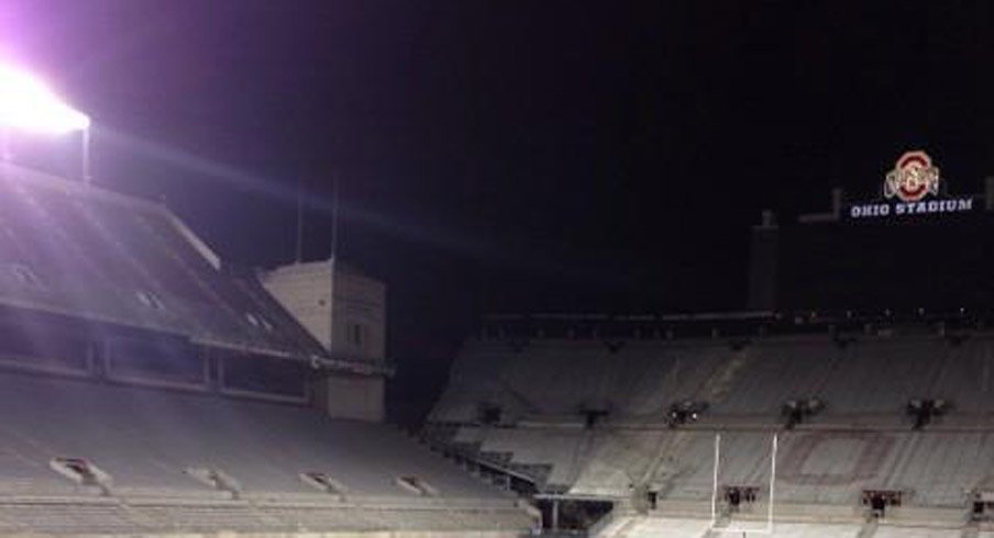 The new permanent lights at Ohio Stadium were turned on for the first time Wednesday night.