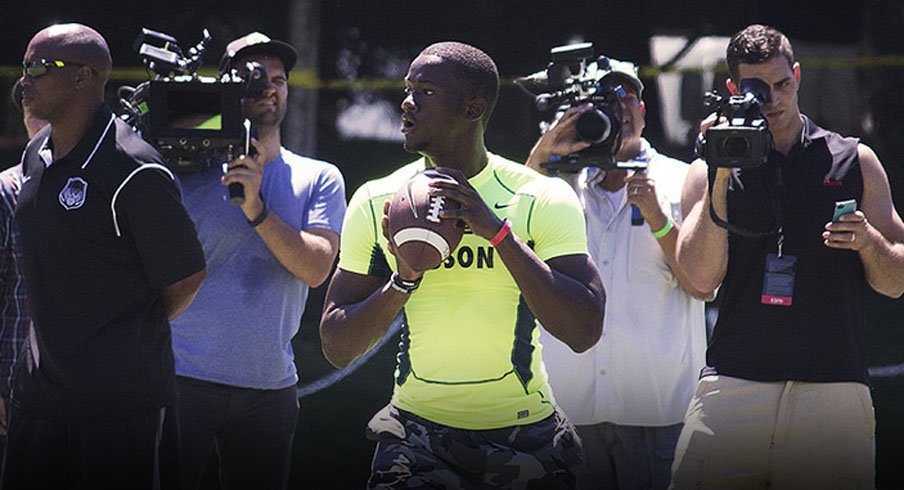 Five-star dual-threat quarterback Torrance Gibson is in Columbus visiting Ohio State.