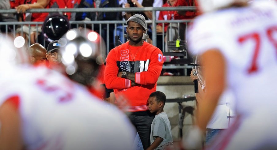 LeBron James takes in the Ohio State–Wisconsin game.