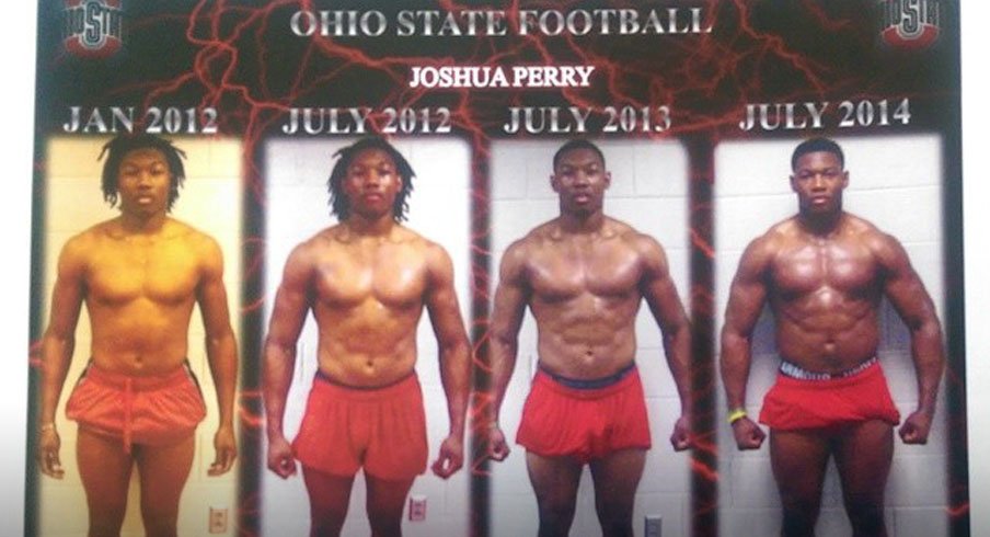 Joshua Perry has added more than 30 pounds of muscle at Ohio State in two years.