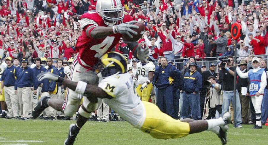 Santonio Holme scores against Michigan in the 2004 upset.