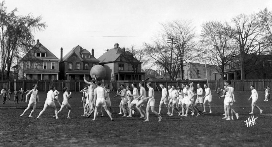 Medicine ball game at Ohio Field, 1920 [OSU Archives]