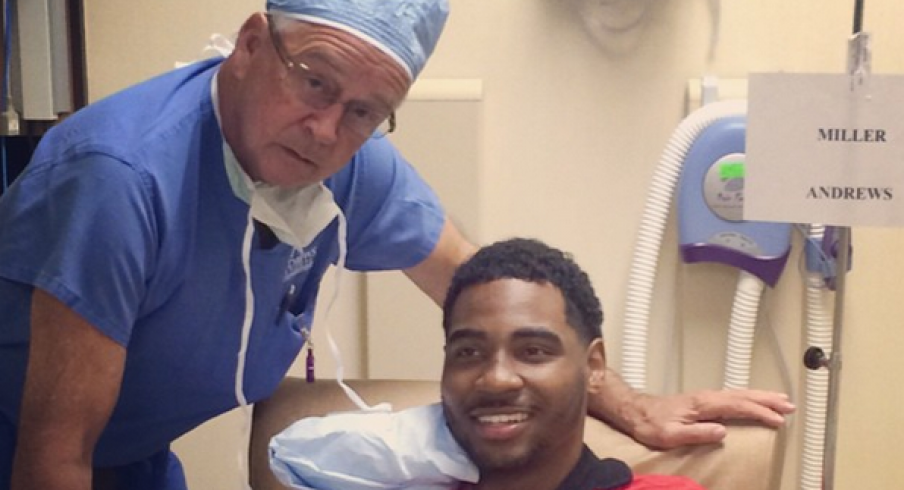 Braxton Miller post-surgery with surgeon Dr. James Andrews