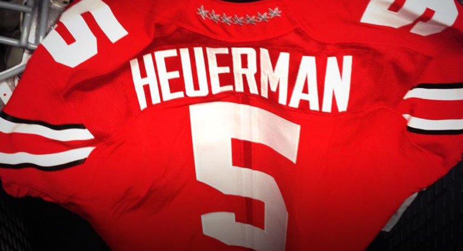 Jeff Heuerman's jersey for the Navy game, honoring Braxton Miller with the No. 5.