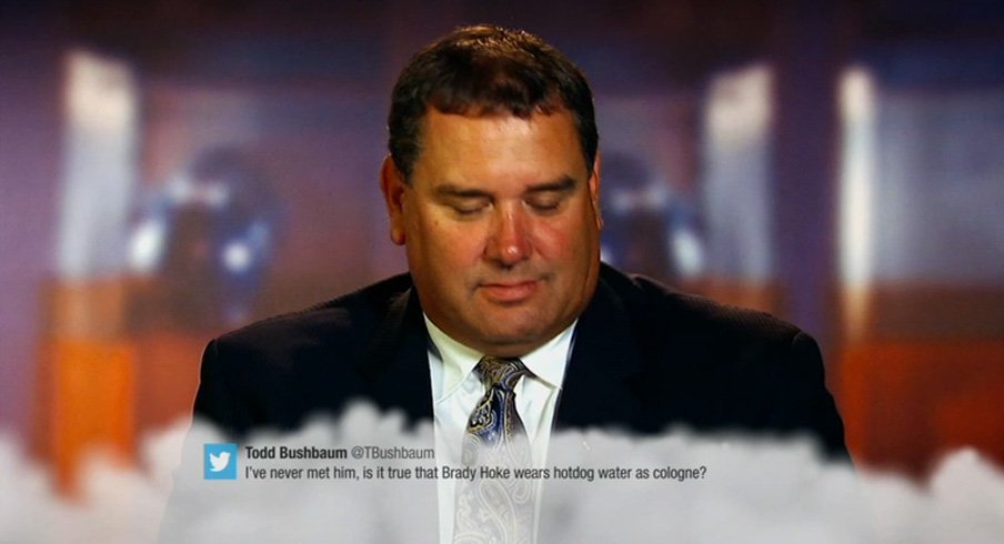 Brady Hoke finally reveals whether he wears hot dog water as cologne.