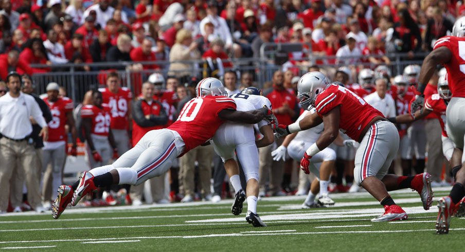 Jalyn Holmes was one of a handful of Ohio State freshmen to see action—and impact Saturday's game.