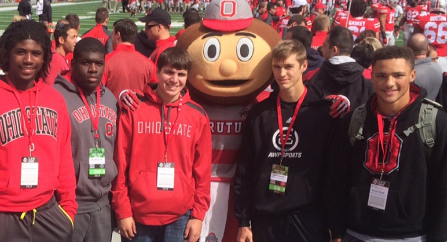 Austin Mack (far right) and Auston Robertson (far left) visited Ohio State