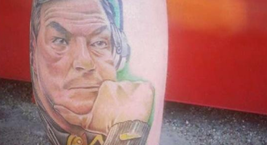 there's bad tattoos and then there's a fat kirk ferentz tattoo