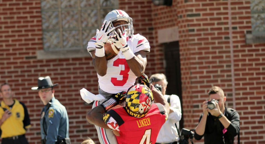 Michael Thomas skies for a touchdown.